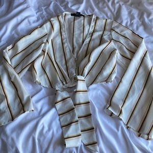 Front tie flare sleeve top